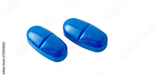 Two Blue Isolated Gelatin Capsules