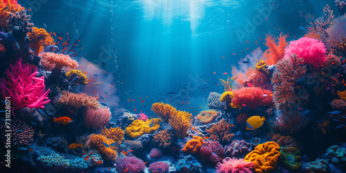 Beautiful coral reef with vibrant marine life