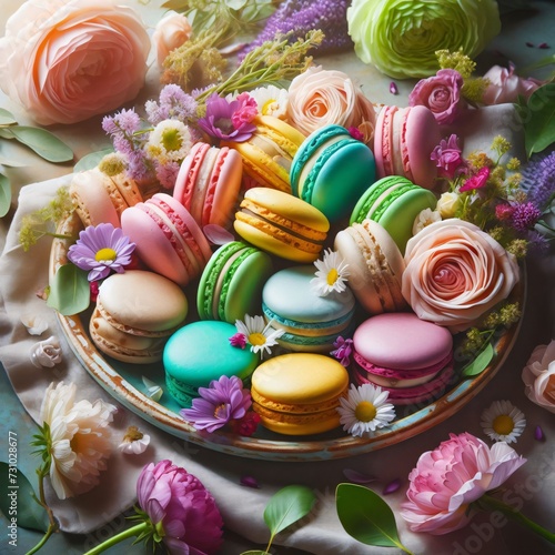 macaroons on a plate generative ai