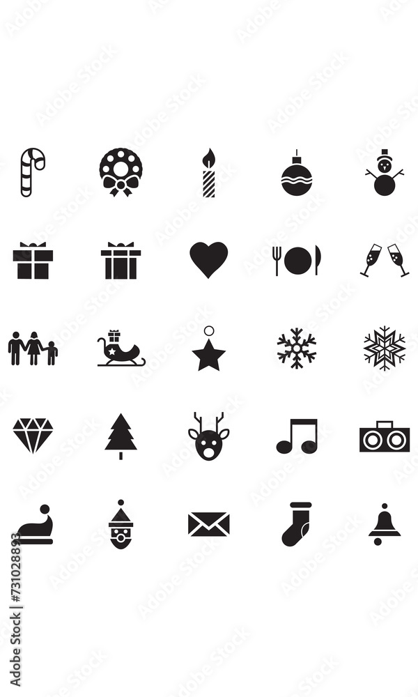 Collection of Simple Christmas Related Vector Line Icons. Contains Icons like christmas tree, mr santa, candy, snow and more. Editable stroke. 48x48 pixels
