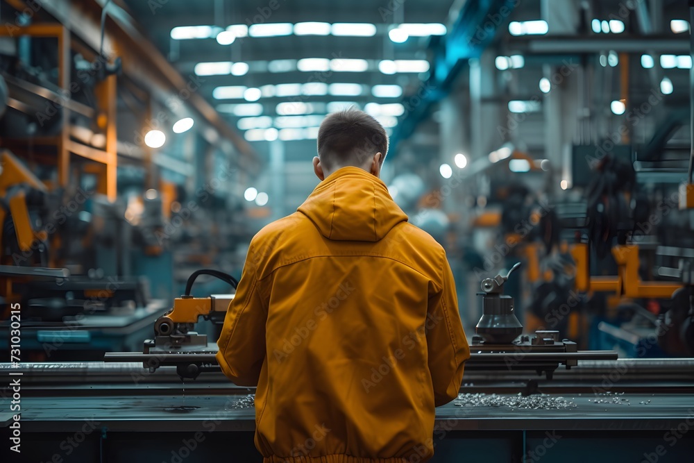 Factory Worker in a Yellow Jacket Factory Worker in a Yellow Jacket