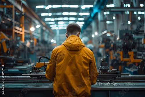 Factory Worker in a Yellow Jacket
