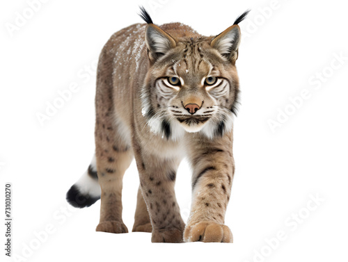 Prowling Lynx, isolated on a transparent or white background