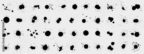 Set of black spot ink, splash, blot texture. Dirty splashing liquid, spray, blob paint texture collection