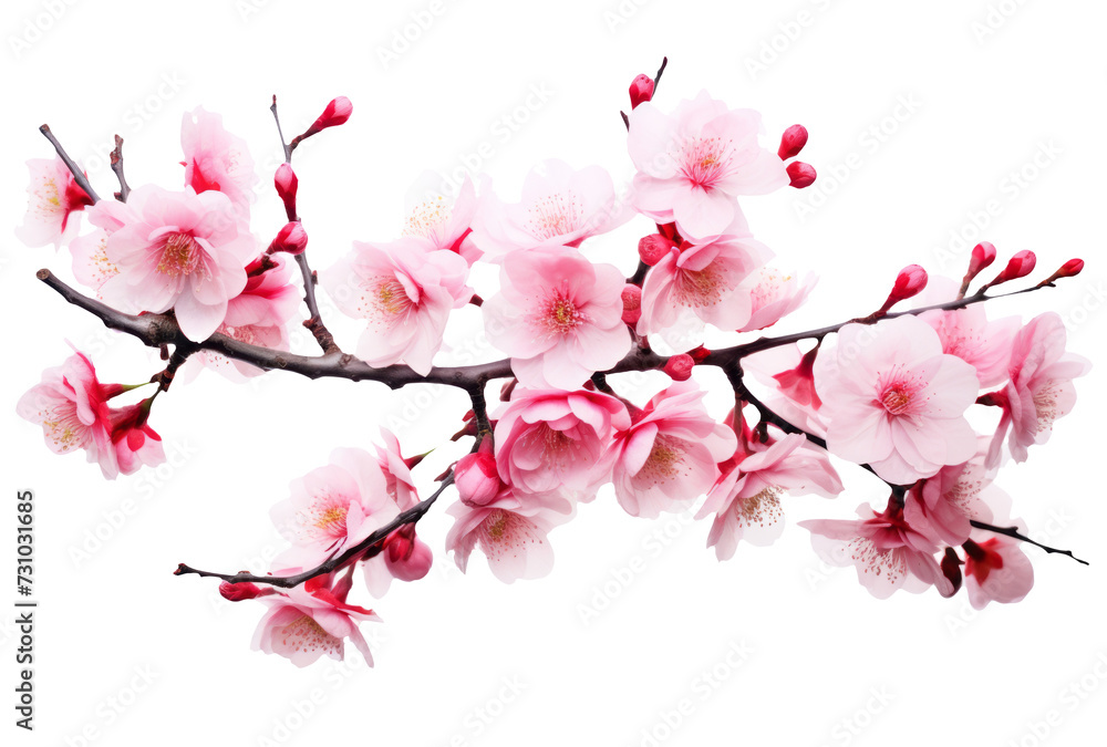 Pink Spring Blossoms Branch on Transparent Background - High-Quality PNG