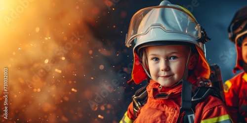 Children in firefighters.