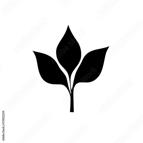 Green Leaf Icon SVG Black And White Illustration Art Generative AI.