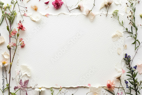 A blank white Mother's Day card decorated with delicate watercolor flowers