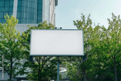 Wallpaper Mural advertising billboard, white template placeholder of an advertising billboard on the rooftop Torontodigital.ca