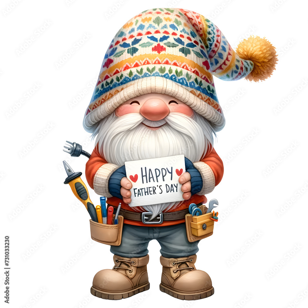 Gnome Father's Day Watercolor Clipart Illustration Gnome Father's Day Watercolor Clipart Illustration