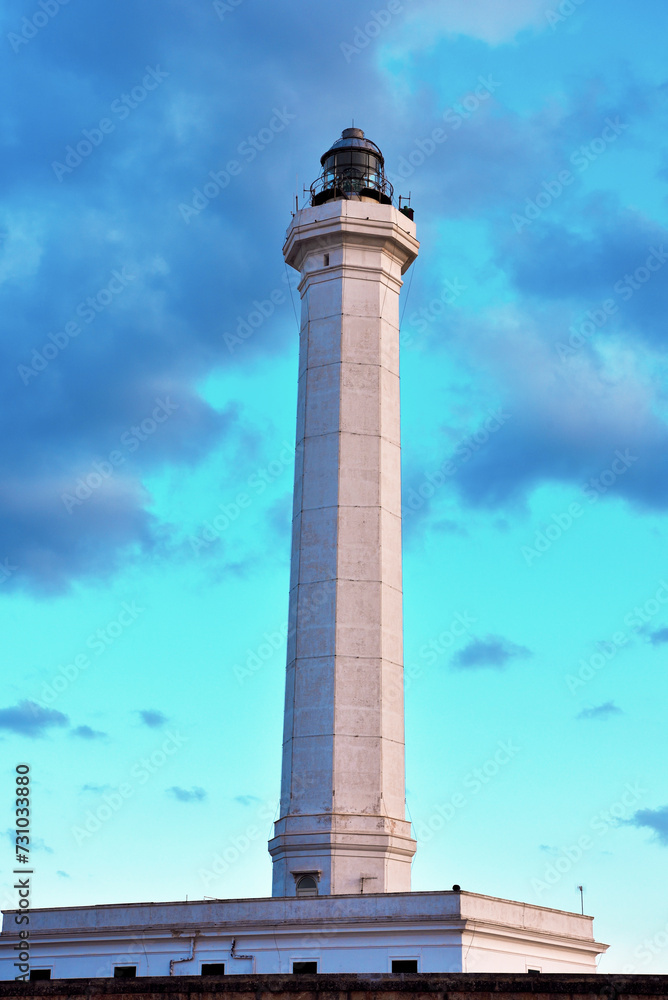 the lighthouse of Santa Maria di Leuca built in 1864, 47 meters high, the second tallest in Europe Italy