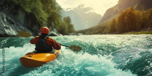 kayaker on whitewater kayak photo