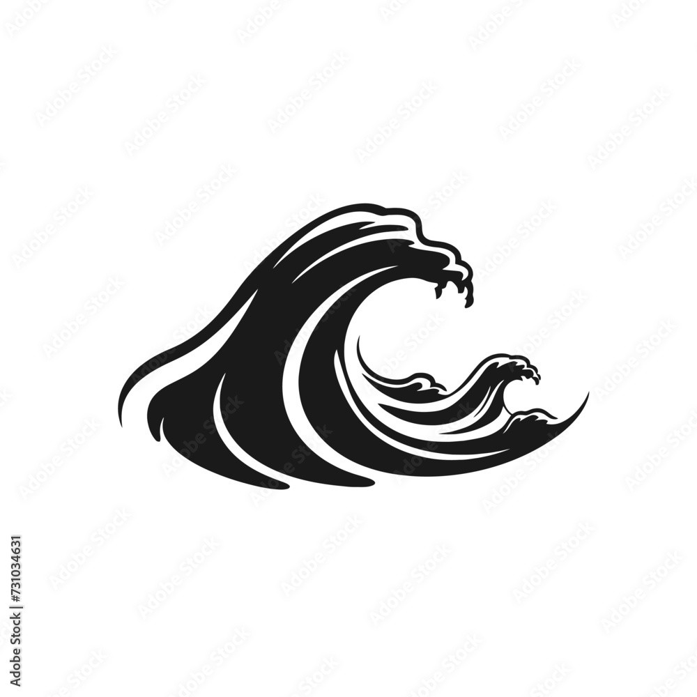 Black simple sea wave logo element Generative Ai Black simple sea wave logo element Generative Ai