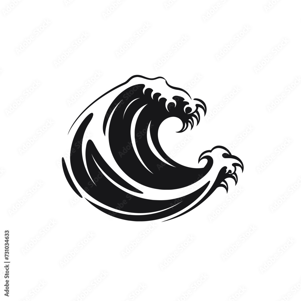 Black simple sea wave logo element Generative Ai Black simple sea wave logo element Generative Ai