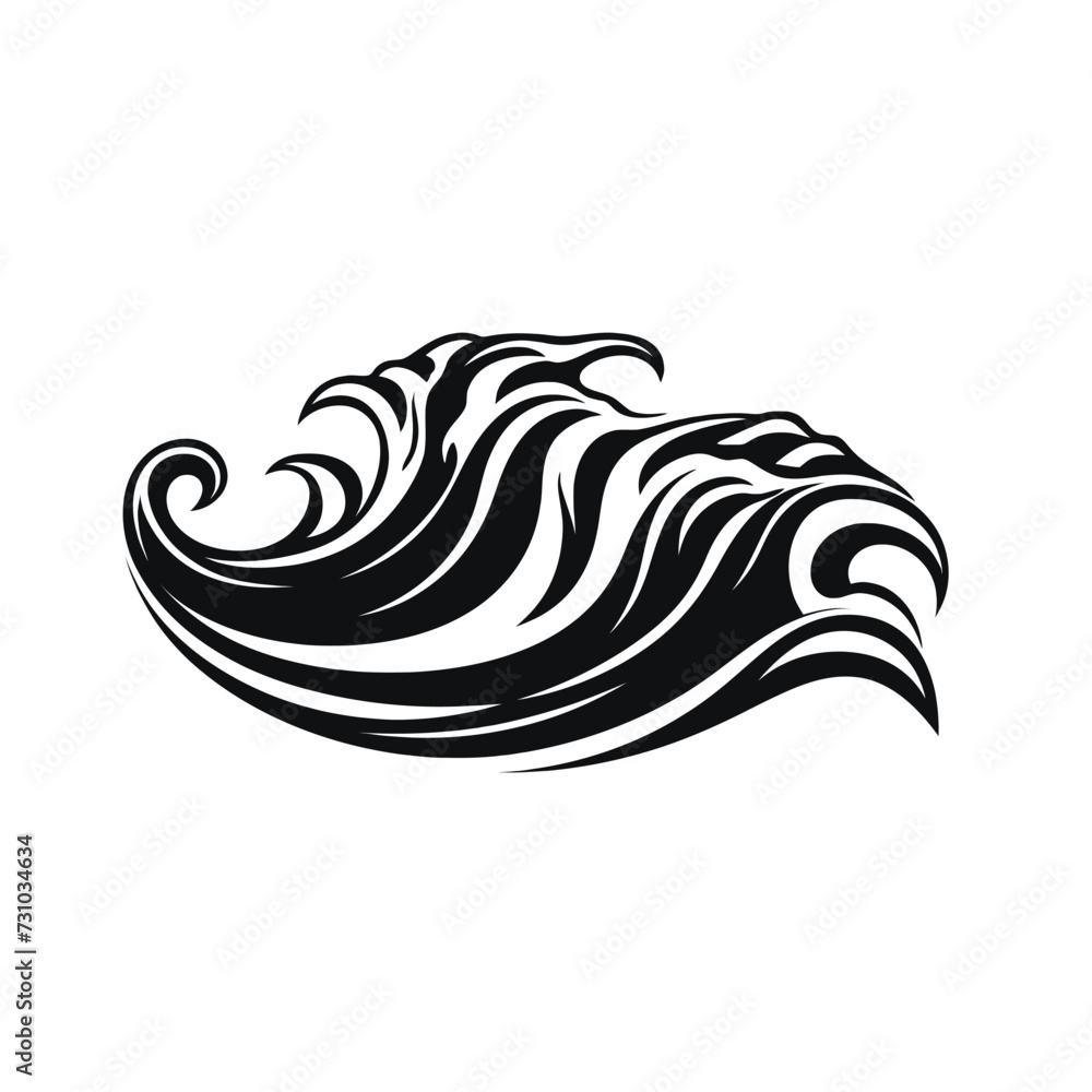 Black simple sea wave logo element Generative Ai Black simple sea wave logo element Generative Ai