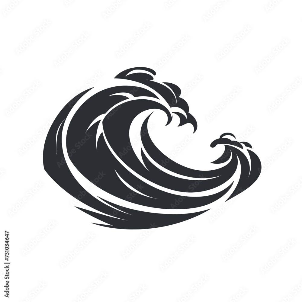 Black simple sea wave logo element Generative Ai Black simple sea wave logo element Generative Ai