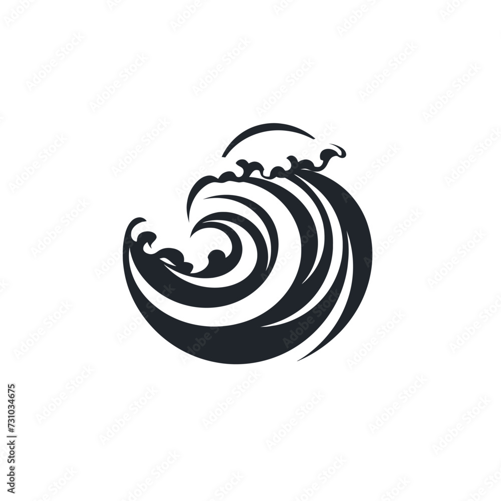 Black simple sea wave logo element Generative Ai Black simple sea wave logo element Generative Ai