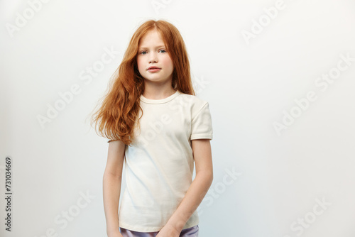 Young little girl face caucasian children pretty childhood female person cute expression portrait