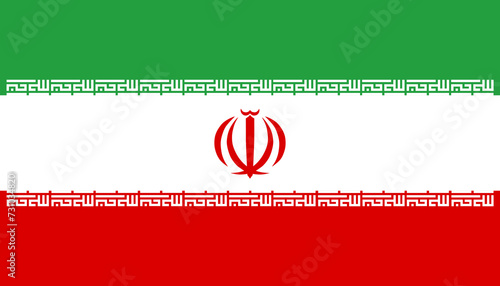 Close-up of vector graphic of red white and green national flag of Asian country Islamic Republic of Iran. Illustration made February 8th, 2024, Zurich, Switzerland. photo