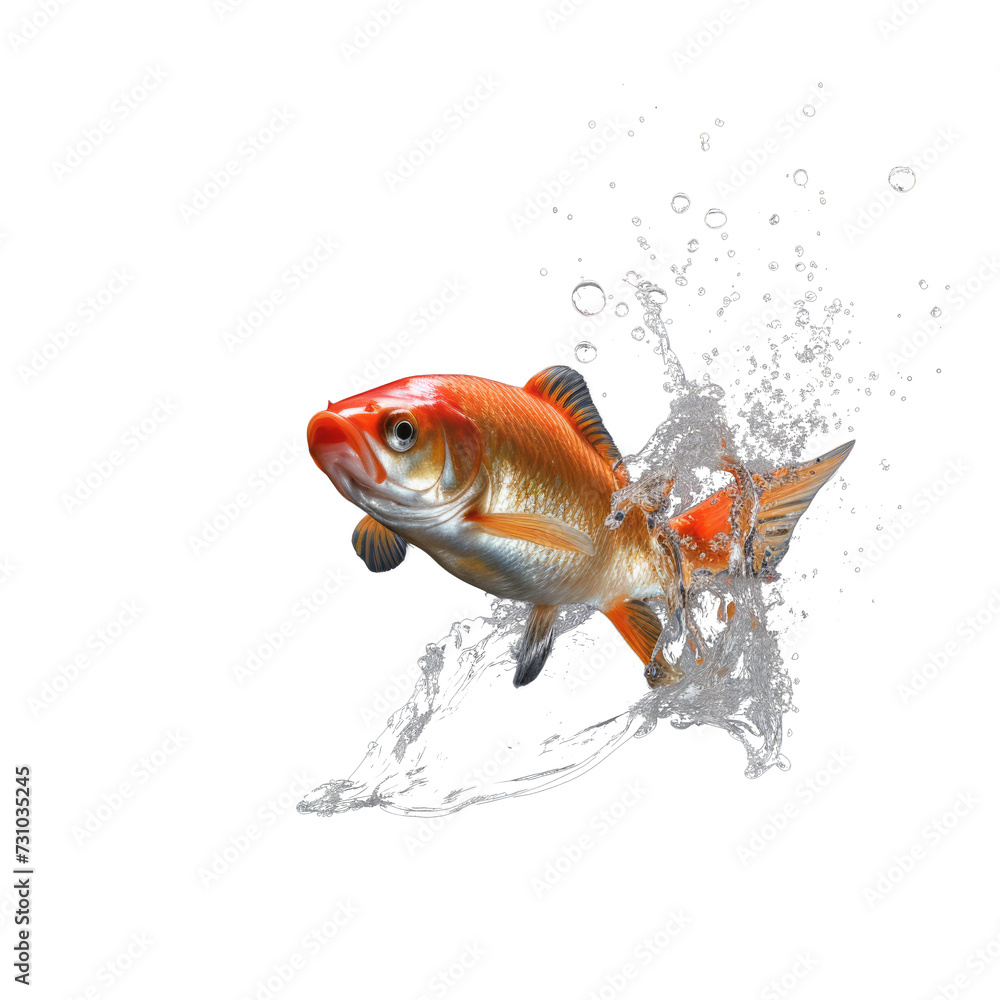 Leaping Fish in Mid-Air - High Resolution PNG with Transparent Background