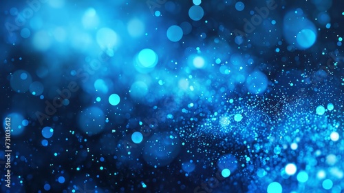 Blue Cosmic Energy Burst with Glowing Lines and Futuristic Space ConceptBlue Abstract Background with Particles,Bokeh Lights, and Festive Holiday .