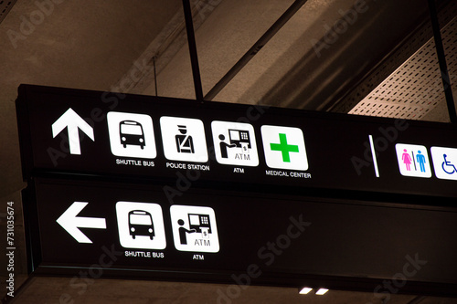 Navigation signs that can be seen along Public places such as airport, train station