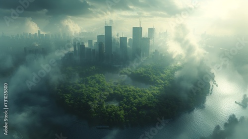 City of Climate change created with Generative AI Technology, ai, generative
