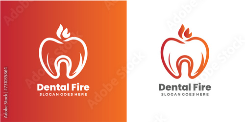 Dental Fire Logo Design Template Vector Illustration.