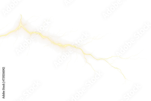 High Voltage Realistic Lightning Bolt Effect on Transparent Background - Royalty-Free PNG
