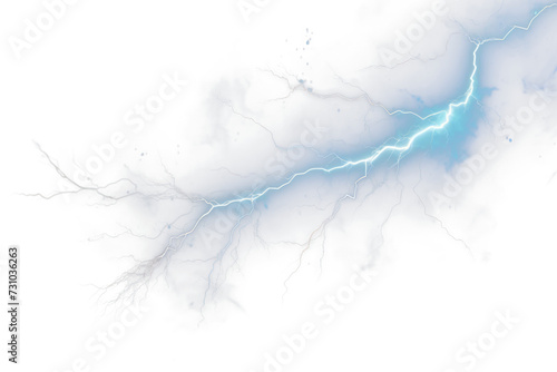 High Voltage Power Realistic Lightning Bolt Effect on Transparent Background - Instant Download