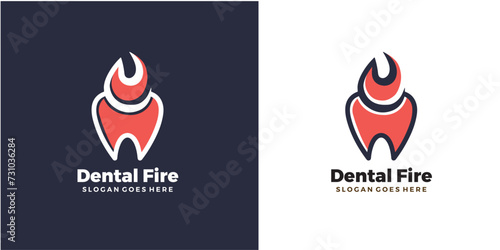 Dental Fire Medical Logo Design Template, Vector illustration.