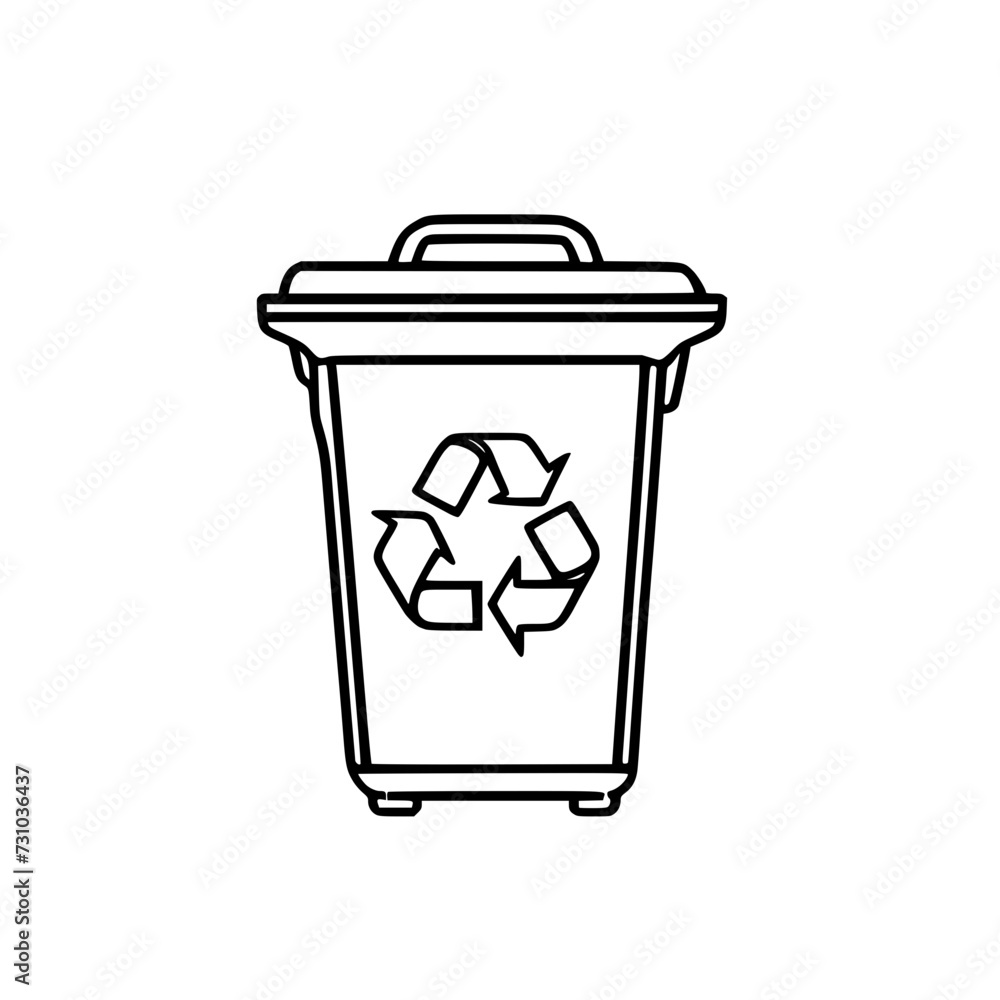 Recycling Bin Icon SVG Black And White Illustration Art Generative AI. Recycling Bin Icon SVG Black And White Illustration Art Generative AI.