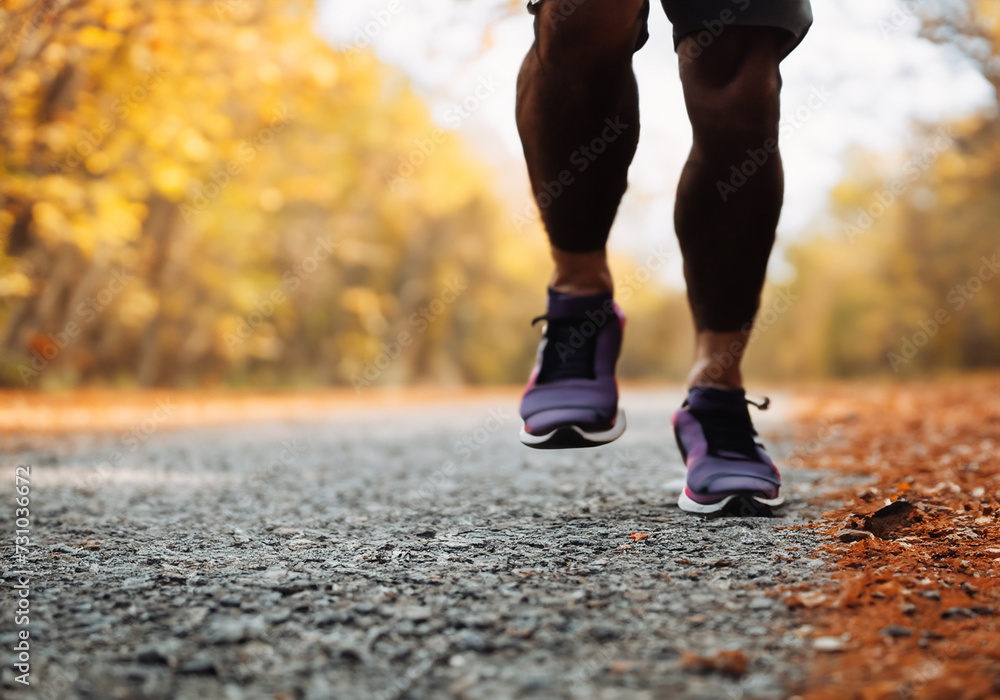 Close Up Of Male Runners Feet On Run Through Landscape