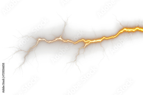 High Voltage Power Realistic Lightning Bolts on Transparent Background - PNG