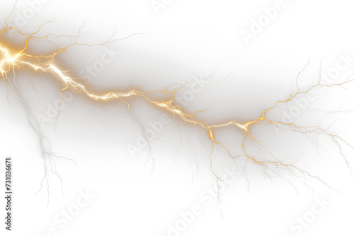 High Voltage Energy  Photorealistic Lightning Bolt Isolated on Transparent Background - PNG