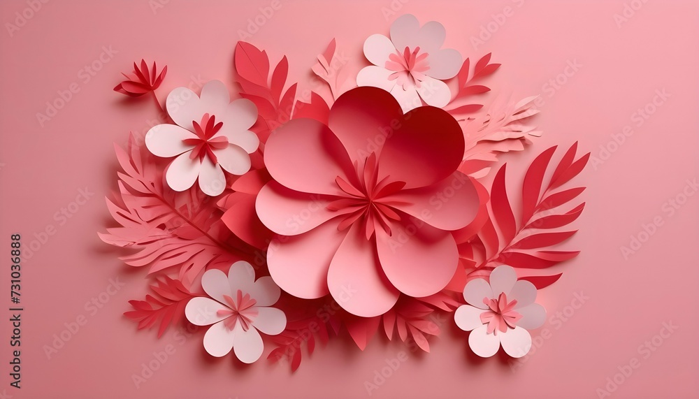 image of paper pink flowers and leaves on a pink pastel delicate background. Valentine's Day and International Women's Day March 8
image of paper pink flowers and leaves on a pink pastel delicate background. Valentine's Day and International Women's Day March 8