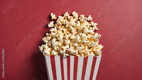 image of a box of popcorn on a red matte background