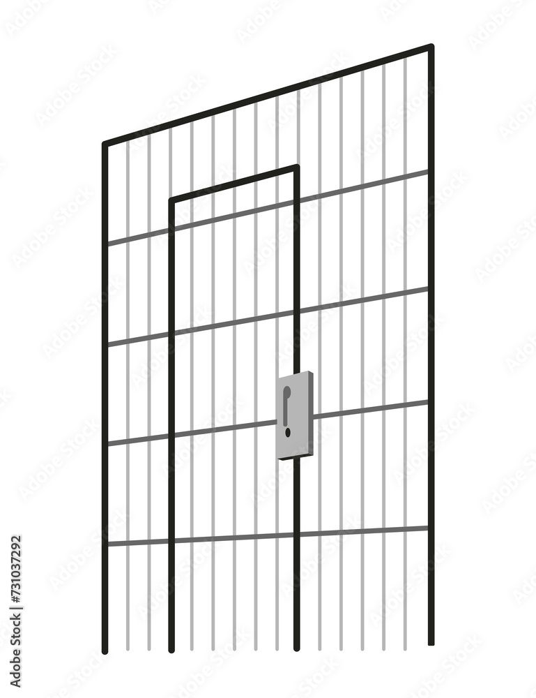 Police station building interior without employees, staff. Concept jail area, attacker imprison cell. illustration in cartoon style Police station building interior without employees, staff. Concept jail area, attacker imprison cell. illustration in cartoon style