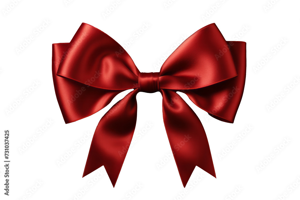 Fototapeta premium Elegant Red Gift Ribbon with Bow - Isolated on Transparent Background - PNG