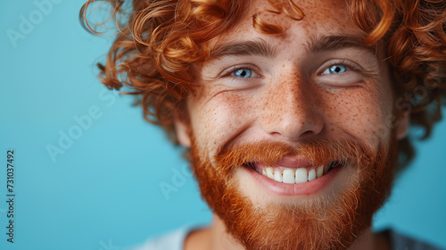 Portrait of a red-haired guy with freckles on his face © D-Stock Photo