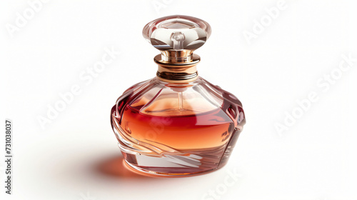Women's perfume in a beautiful bottle, isolated on wh_