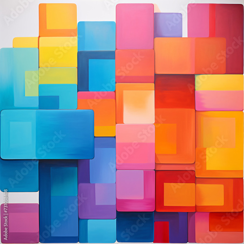 An astract painting of rectangular shapes of colors generated AI