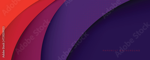 Papercut layers background with orange and purple color design vector