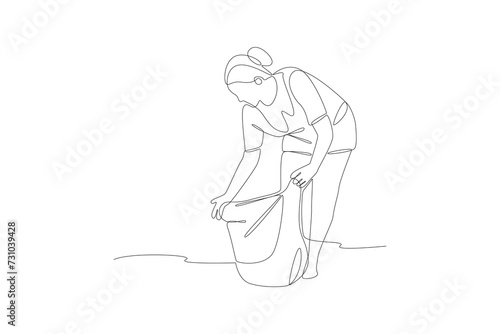 Continuous one line drawing Volunteer concept. Doodle vector illustration.