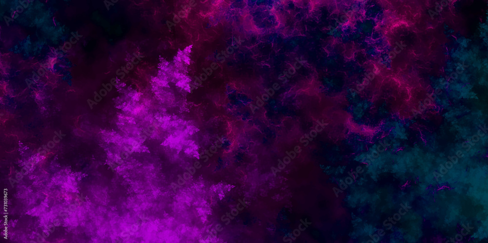 Abstract space background with nebula galaxy. Colorful acrylic aquamarine and pink, purple, blue Abstract Glowing Space Stars. Pink Frost and lights in nebula and stars in space
