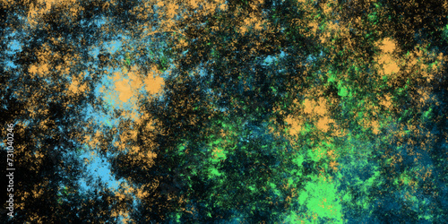 Abstract grunge texture green, blue, yellow in black background. Abstract texture pattern decoration material surface stain design. Abstract fractal colorful fantastic artistic art grunge design.
