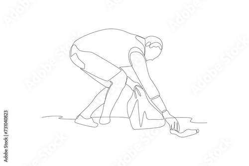 Continuous one line drawing Volunteer concept. Doodle vector illustration.