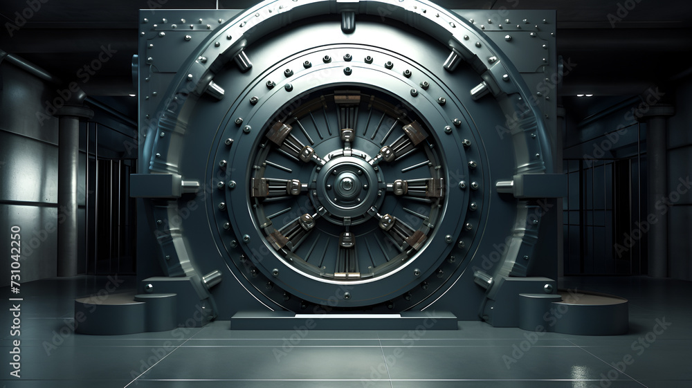 A 3D-rendered photorealistic image showcases a large and heavy bank vault door, symbolizing security for money and valuables.
A 3D-rendered photorealistic image showcases a large and heavy bank vault door, symbolizing security for money and valuables.