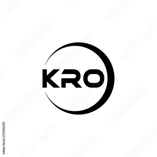KRO letter logo design with white background in illustrator, cube logo, vector logo, modern alphabet font overlap style. calligraphy designs for logo, Poster, Invitation, etc. photo