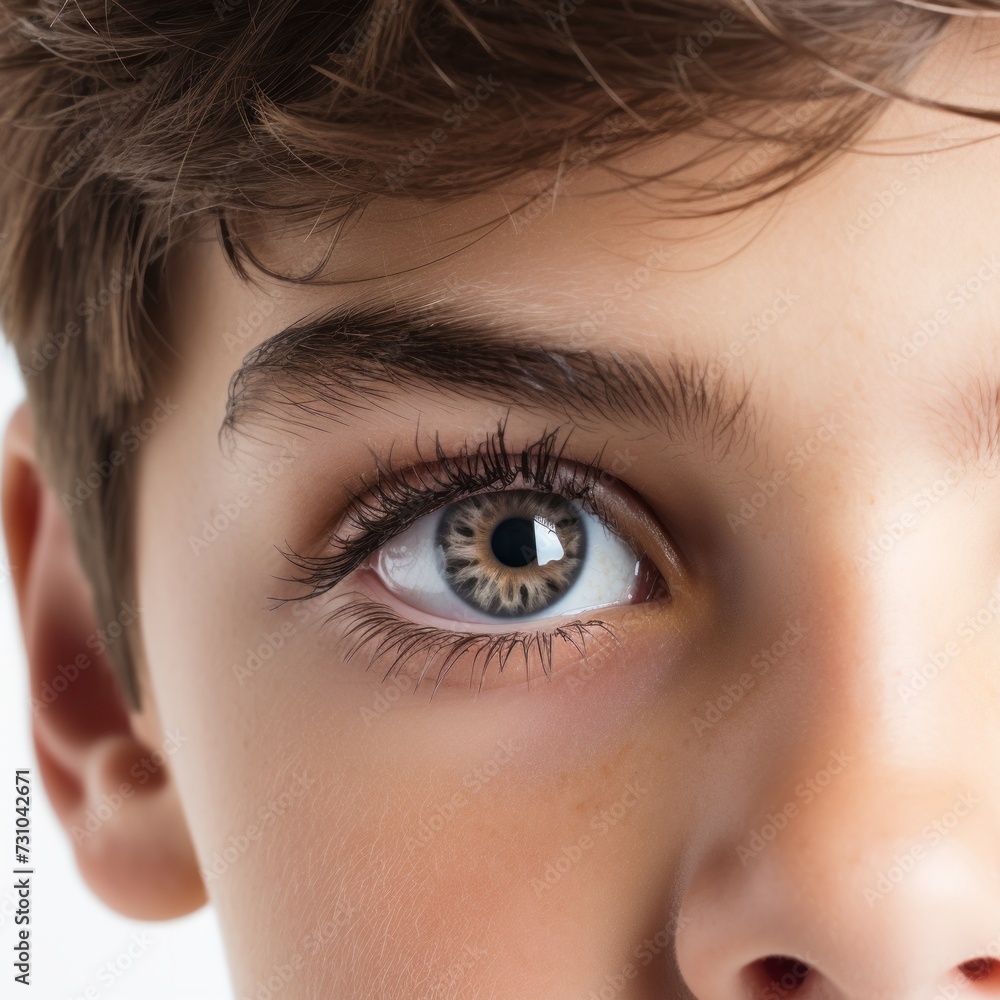 Extreme close-up portrait of boy with hazel eye Extreme close-up portrait of boy with hazel eye
